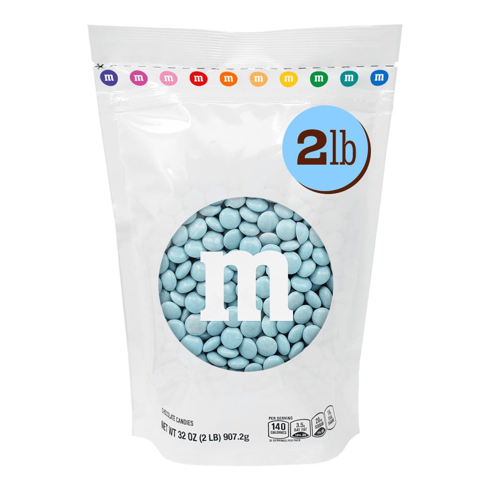 M&M'S Light Blue Milk Chocolate Candy, 2 lb Bag for Celebrations and Party Favors