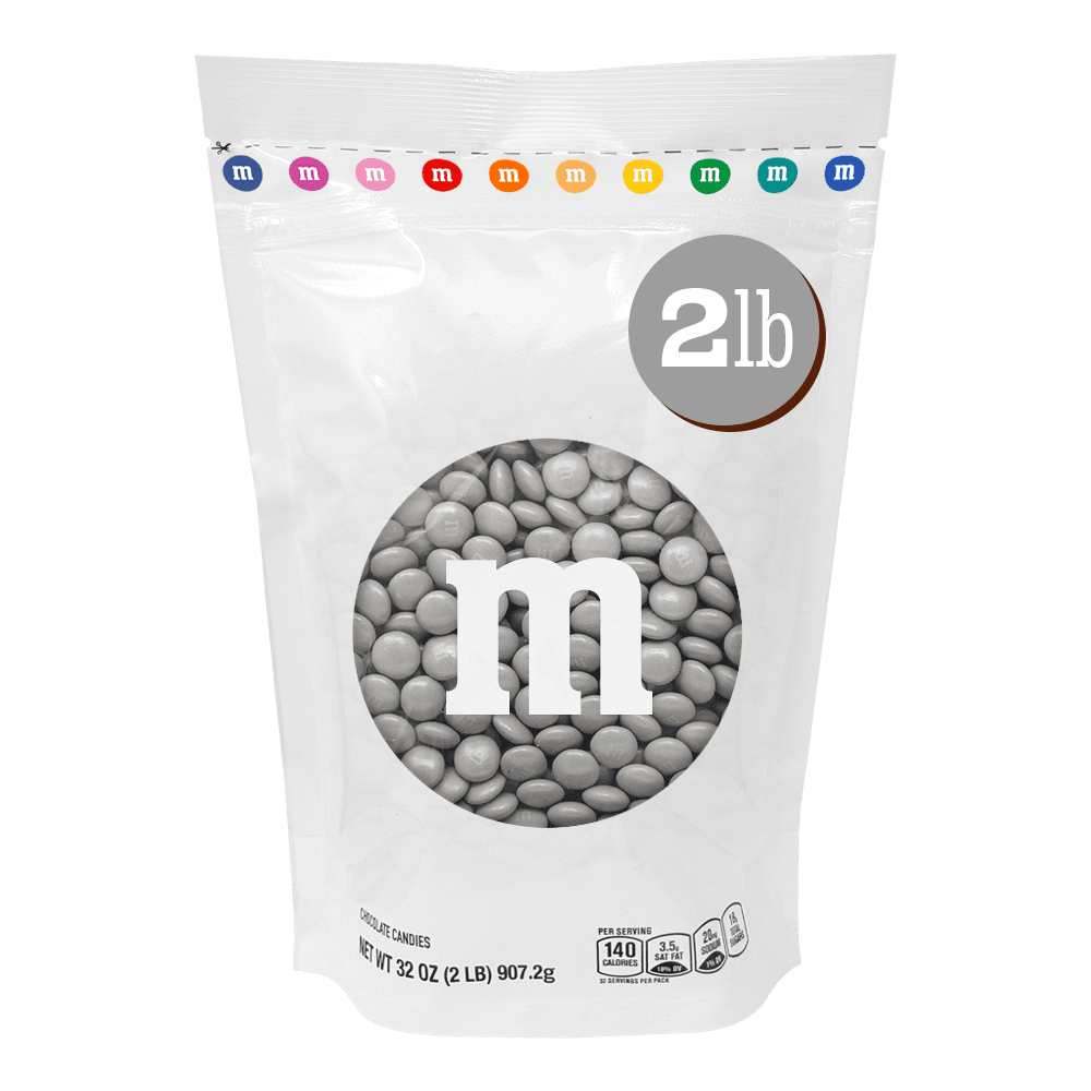 M&M'S Silver Milk Chocolate Candy, 2 lb Bag for Celebrations and Party Favors