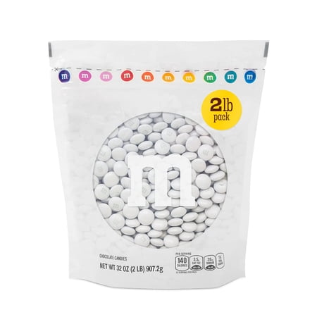 M&M'S World Pearl Milk Chocolate Candy 2lb Bag for Celebrations and Party Favors