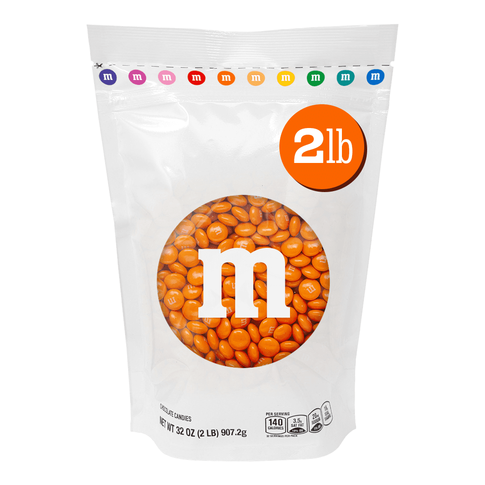 M&M'S Orange Milk Chocolate Candy, 2 lb Bag for Celebrations and Party Favors