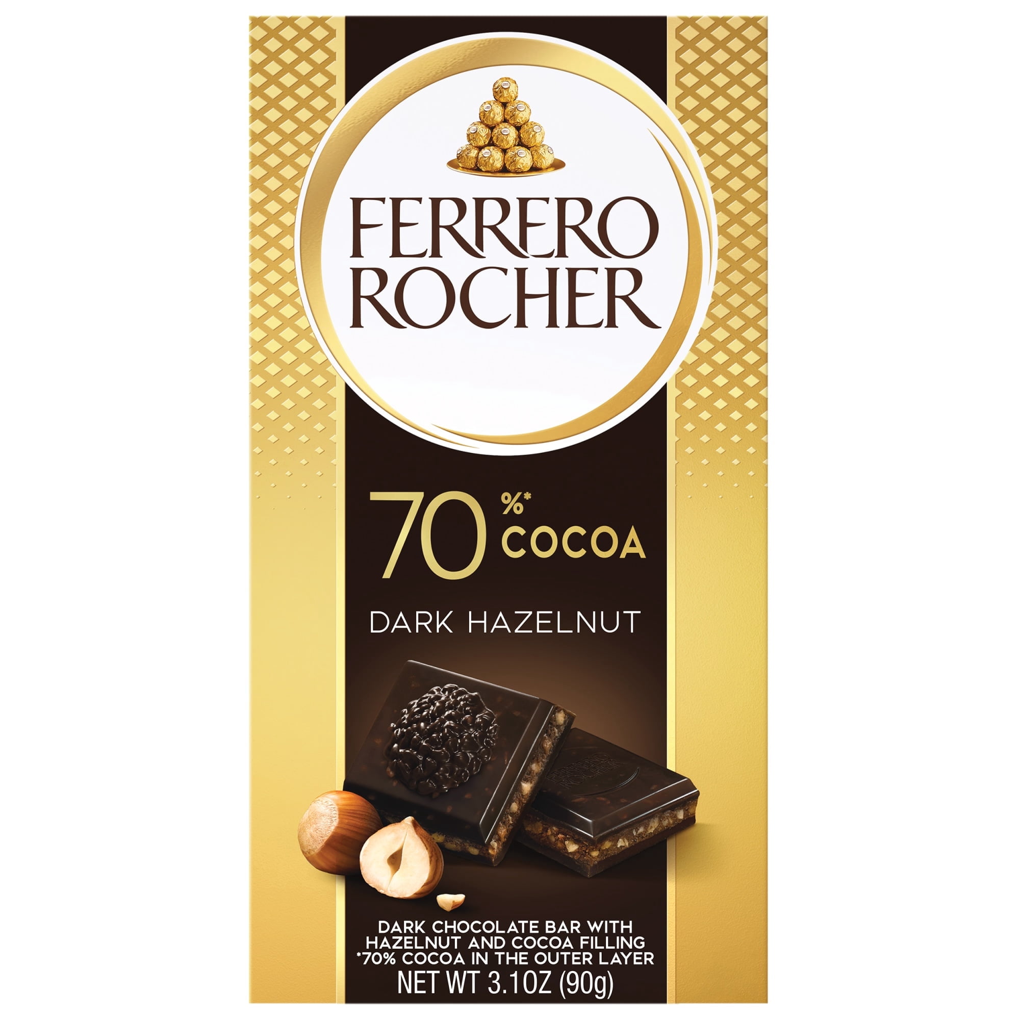 Ferrero Rocher Tablet, 70% Dark Chocolate Hazelnut, 3.1oz