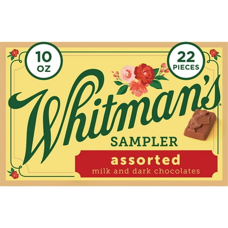 WHITMAN'S SAMPLER Assorted Milk & Dark Chocolate Gift Box, 10 oz. (22 pieces)