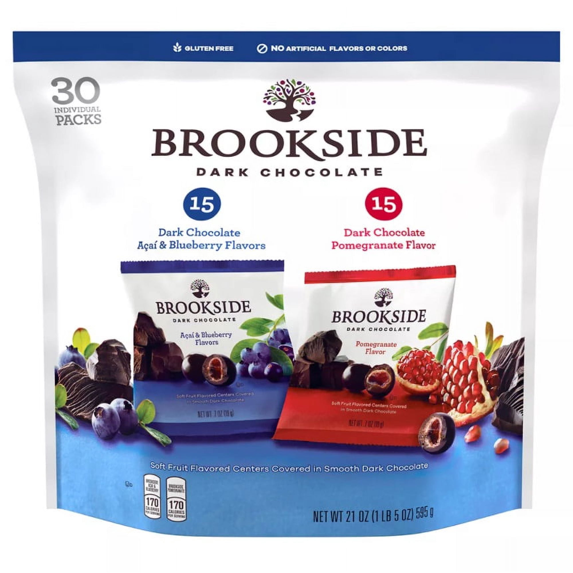 Brookside Dark Chocolate Blueberry and Pomegranate Flavor Variety Pack with 30 Count, 21 oz.