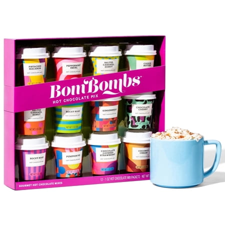Thoughtfully Hot Chocolate Mix Gift Set - 12 Mini Cups, Powdered Drink Mix, Dessert Flavors, Single-Serve