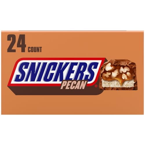 SNICKERS Pecan Milk Chocolate Candy Bar Full Size Singles, 1.41 oz (Pack of 24)