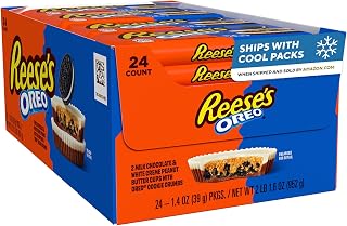 Reese's OREO Peanut Butter Cups Candy Packs, 1.4 oz, 24 ct | Milk Chocolate and White Creme Peanut Butter Cups with OREO Cookie Crumbs, Kosher Individually Wrapped Candy Packs, 24 ct