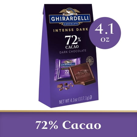 Ghirardelli Intense Dark Chocolate Squares 72% Cacao Candy Bag 4.1 oz - Pack of 3
