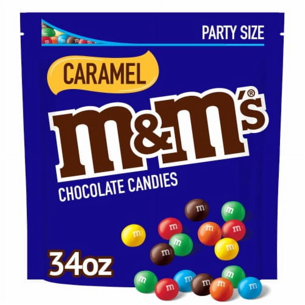 M&M's Caramel Milk Chocolate Candy Party Size - 34 oz Bag-Pack of 2