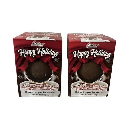 Palmer Happy Holidays Hot Cocoa Bombs, Chocolate Flavored Shell Filled with Mini Marshmallows, 1.25 oz Each, 2 Pack
