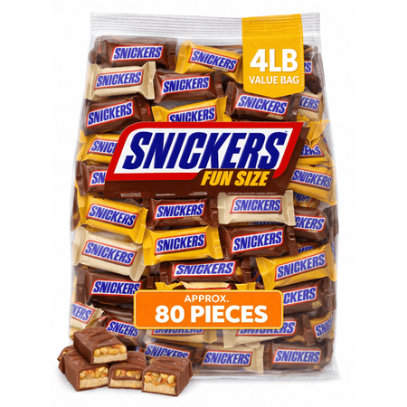 Snickers Variety Mix Fun Size, Individually Wrapped, Bulk Chocolate Candy Bars (4 Pounds)