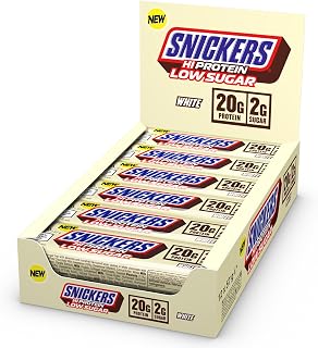 Snickers Bars - Low Sugar High Protein Bars- White Chocolate - 12x57g,12 Count (Pack of 1)
