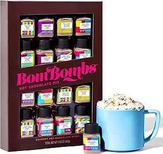 BomBombs Hot Chocolate Mix Gift Set, Mini Bottle Collection, Set of 16 | Gourmet Cocoa Mix, Chocolate Lover Gift, Cozy Nights, Stocking Stuffers, Movie Night, Holiday Gifts, Winter Treats