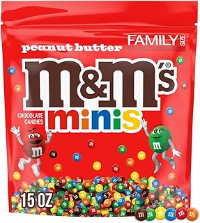 M&M's Minis Peanut Butter Chocolate Candy Bulk Bag, 15 Oz | Peanut butter M&M'S, mini M&M'S candy bulk bag, family size 15 Oz, resealable bag, treat to share