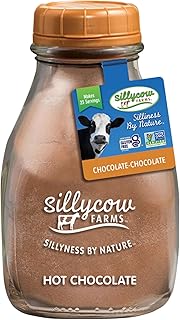 Sillycow Farms Hot Chocolate Mix Flavor | Rich Hot Cocoa Delight | Gluten-Free, Non-GMO, Dairy-Free | Nut-Free Certified Quality Cocoa Powder Blend | 16.9 Oz Reusable Glass Bottle - Pack of 1