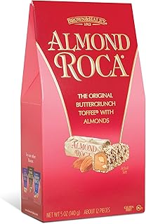 Brown & Haley Roca Chocolate Caramel Buttercrunch Toffee - 5 oz | Caramel Buttercrunch Toffee with Almonds & Sea Salt - Individually Wrapped - Gluten Free, Kosher - Gifts and Sharing