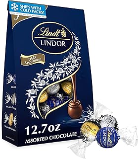 Lindt LINDOR Assorted Dark Chocolate Candy Truffles, 12.7 oz. Bag