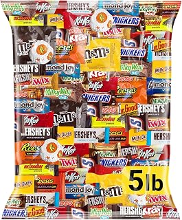 Assorted Candy Variety Pack 5 lb, 225 Ct - Individually Wrapped Chocolate | Mini Candy Bars, Milk and Dark Chocolate Snacks, Candy Mix for Office, Parties, Goodie Bags, Gifts - Bulk Candy Assortment