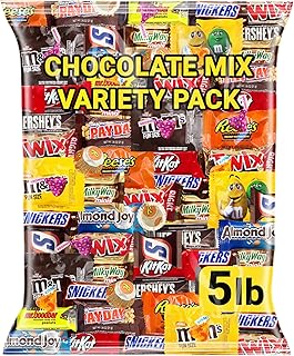 Assorted Chocolate Candy Variety Pack, 5 Lb Bulk Individually Wrapped | Milk and Dark Mini Chocolate Bars, Candy Mix Assortment for Office Snacks, Party Favors, Goodie Bags, Candy Bowls, Treat Bags