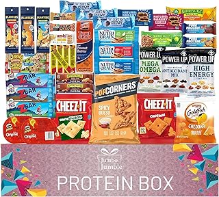 Jumbo Jumble Snack Box (40 Count) Protein Gift Care Package Snacks Variety Pack for Adults Teens Kids Men Women College Office Birthday (Protein Set)
