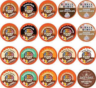 Perfect Samplers Hot Chocolate Variety Pack Single Serve Pods, 20 Count | 20 assorted hot chocolate single-serve pods with classic and flavored varieties, compatible with Keurig K-Cup brewers.