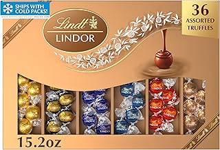 Lindt LINDOR Deluxe Assorted Chocolate Candy Truffles Gift Box, 15.2 oz., Full Size