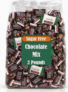 Sugar Free Assorted Chocolate Candy, 2 Lbs Bulk, Individually Wrapped Assortment Mix, Includes Dark Chocolate Miniatures, Bulk Sugar Free Candy, Keto and Diabetic Friendly