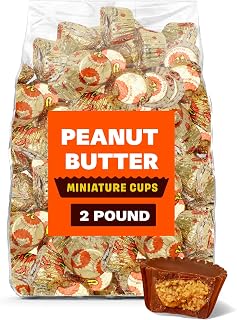 Bulk Milk Chocolate Peanut Butter Cups Miniatures 2 Pound - Individually Wrapped Bite Size Chocolate Candy - Creamy Peanut Butter Filled Chocolates for Candy Bowls, Parties & Treats