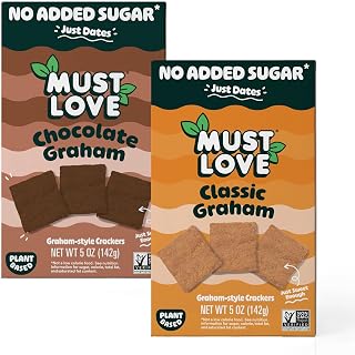 Must Love Graham Crackers Sampler - 1 Classic & 1 Chocolate - 5 Oz pack - No Added Sugar, Sweetened with Dates, Great for Pie Crust, Mini S'mores, Cheese Boards - Vegan - Healthy Snacking for Family