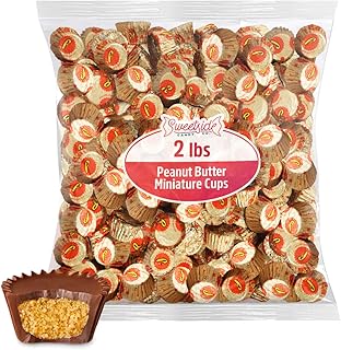 Peanut Butter Miniature Cups, Rees, Pack of Peanut Butter Cups, Bulk, 2 lb | Cups for Stocking, Dessert Toppings, Party Favors and Gift Baskets, Gifting or Everyday Enjoyment, Birthday, made with smooth