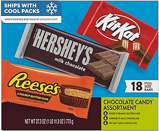 HERSHEY'S, KIT KAT and REESE'S Assorted Milk Chocolate Candy Variety Box, 27.3 oz (18 Pieces)