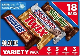 SNICKERS, TWIX, 3 MUSKETEERS, MILKY WAY Full Size Back to School Chocolate Bar Variety Pack, 18 ct Bulk Candy Box