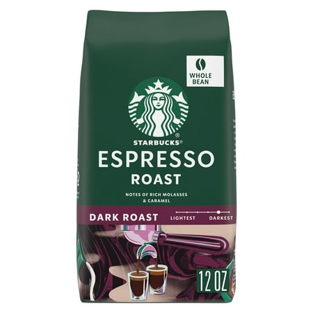 Starbucks Espresso Roast, Whole Coffee Beans, Dark Roast Hot or Iced Coffee, 12 oz