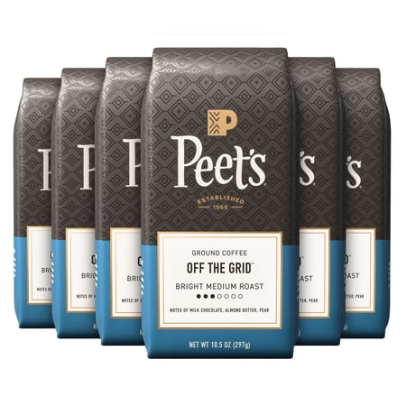 (6 pack) Peet's Coffee Off the Grid Premium Medium Roast Ground Coffee, Arabica, 10.5 oz